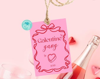 Galentine's Day Favor Tag: Editable Pink & Red Printable (Digital Download) GGN1