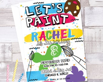 ART BIRTHDAY INVITATION, art birthday invitation, art party, kids art party invitation, art birthday party, paint invitation, paint party