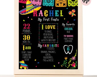 Letrero para el primer cumpleaños de Fiesta: Plantilla editable (16x20’’) MF01