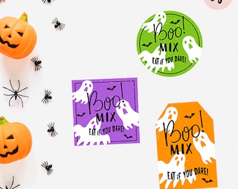 PRINTABLE HALLOWEEN TAGS, boo mix halloween tags, halloween stickers, halloween party favors, halloween treats tags, instant download