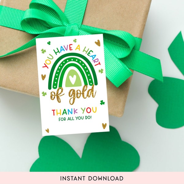 St. Patrick's Day Regenbogen Leckerli Herz aus Gold (Digitaler Download)