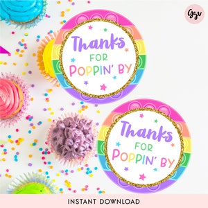 Pop It Fidget Toy Party Favor Tags: Pastel Rainbow Printable (Digital Download)