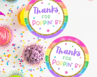Pop It Fidget Toy Party Favor Tags: Pastel Rainbow Printable (Digital Download)