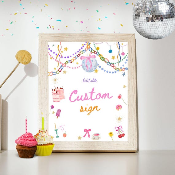 Two Fancy Birthday Sign Template | Disco Ball 2nd Birthday Poster (Digital Download)