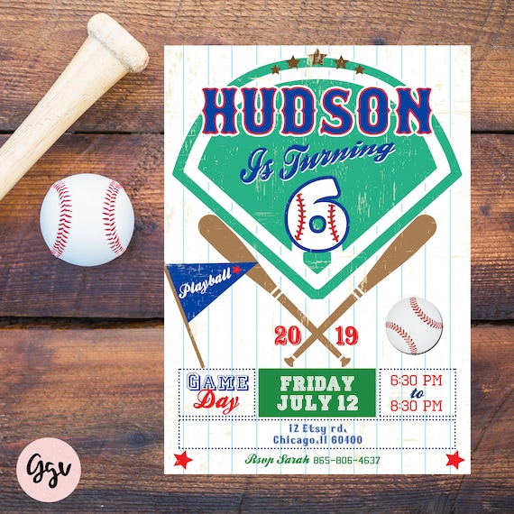 Baseball Birthday Invitation: Sports Party Invite (Digital File)