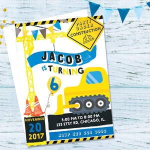 Construction Birthday invitation, Construction party, Construction birthday, Boys construction, truck, printable construction invitation