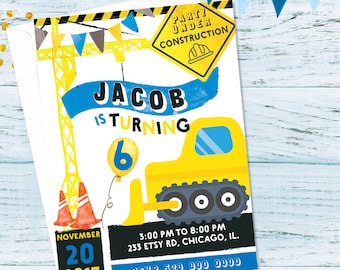 Construction Truck Birthday Invitation: Boys Party (Digital File)
