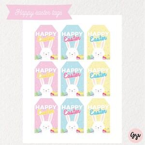 Printable Happy easter tags, bunny tags, easter printables, easter tags, happy easter, easter gift tags, instant download image 2