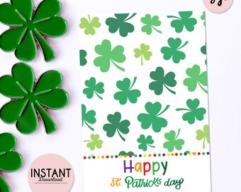 Tarjeta de galletas de trébol del Día de San Patricio: Empaque imprimible (descarga instantánea)
