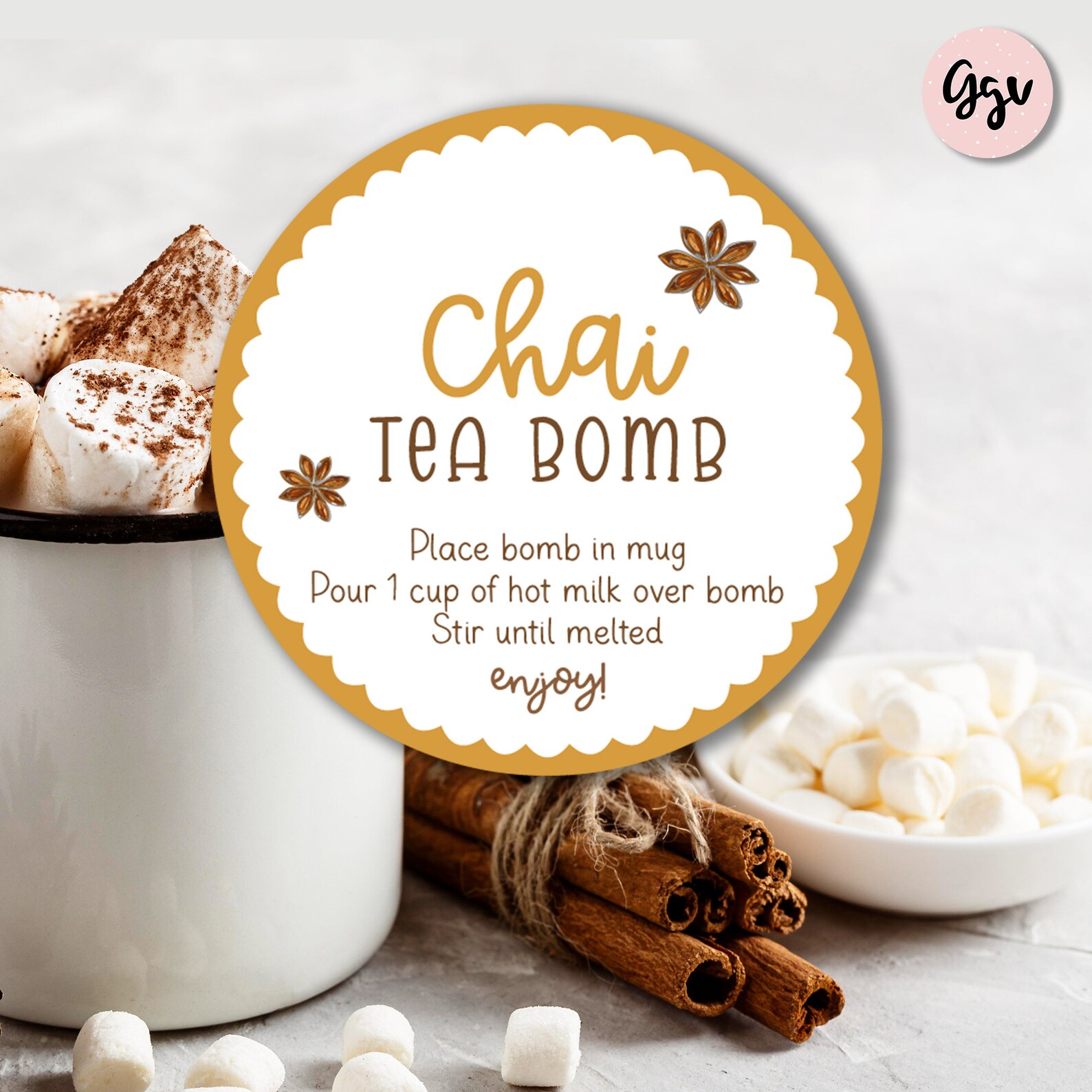 CHAI TEA Bomb Tag Christmas Printable Bomb Tag Chai Tea Bomb Etsy