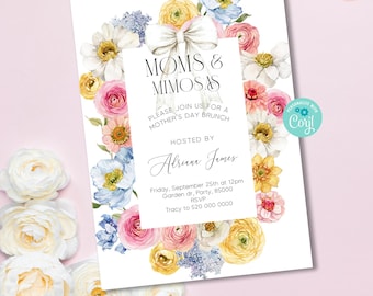 Moms & Mimosas Brunch Invitation: Floral Mother's Day Invite (Digital)