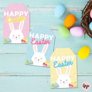 Printable Happy easter tags, bunny tags, easter printables, easter tags, happy easter, easter gift tags, instant download image 1
