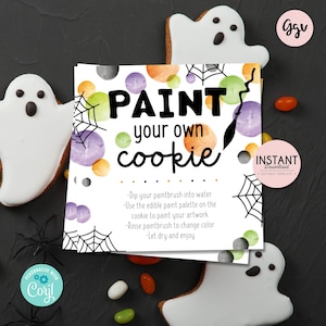 Halloween Dipingi il tuo tag cookie, tag cookie pyo modificabile, tag cookie halloween stampabile, tag cookie halloween modificabile