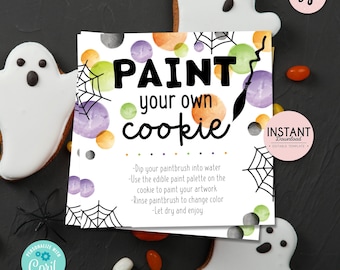 Halloween Paint Your Own Cookie Tag: Editable PYO Template (Digital Download)