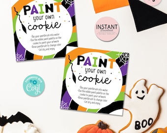 Halloween Paint Your Own Cookie Tag: Editable PYO Instructions (Digital Download)