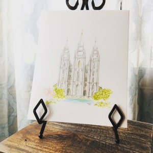 Salt Lake City Temple watercolor print