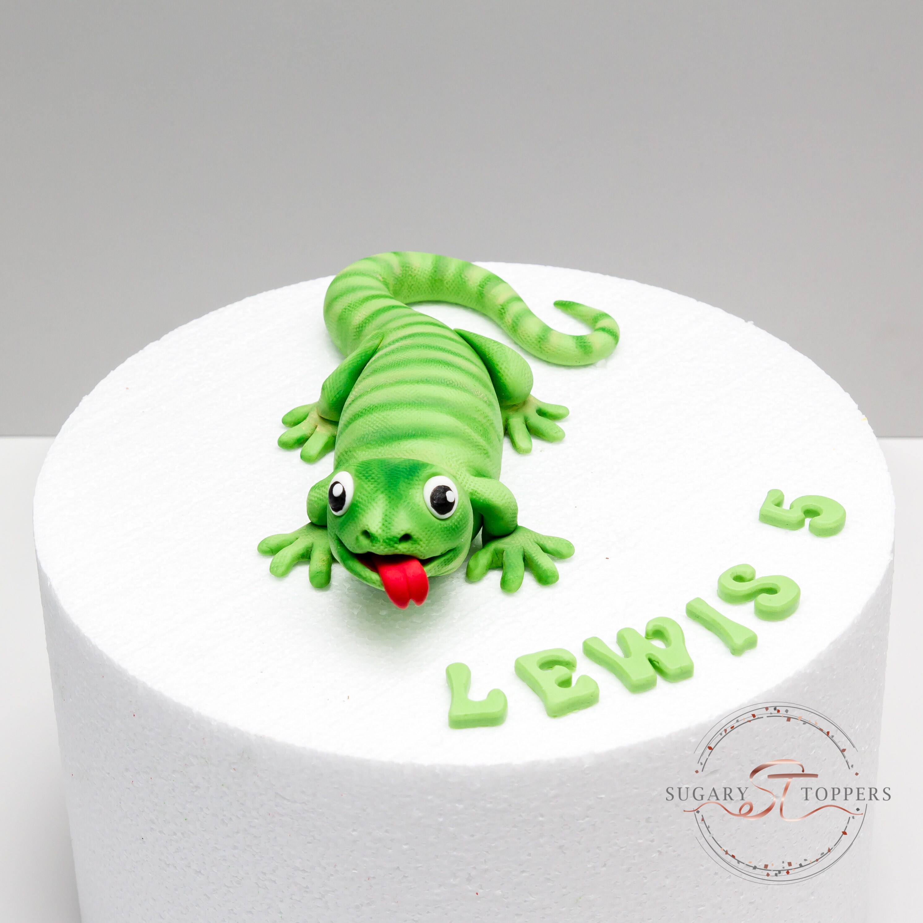 Chameleon Tropical Reptile Lizard Birthday Cake Topper Personalized 