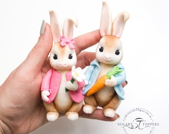 Peter Rabbit Flopsy Cake Topper - Fondant Cake Decoration - Handmade cartoon Topper - Birthday Cake Decorating - Personalised Cake Topper