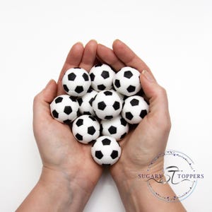 Football Cake Topper - Fondant Cake Decoration - Birthday Cake Topper - Football Theme Party - Multiple Sizes - cake decorating 10 x 3cm balls