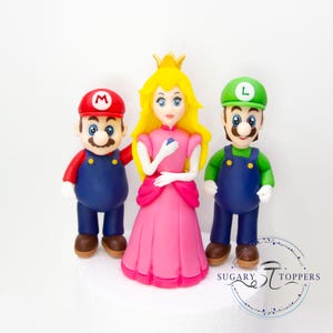 Super Mario Luigi Peach cake topper for  cake decorating birthday cake for kids made from sugarpaste fondant