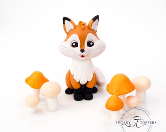 Fondant Fox Cake Topper: Handmade Birthday Decoration