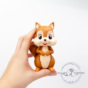 Squirrel cake topper for cake decorating birthday cake for kids woodland animal toppers made from sugarpaste fondant