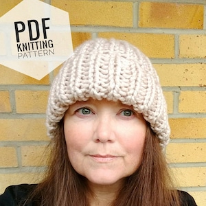 Chunky ribbed knit hat - Knitting Kit  Knit Design Studio - Super chunky  yarns. Chunky knitted blankets. Chunky knitwear. Knitting Kits.