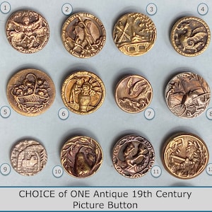 CHOICE of ONE Antique 19th Century Metal Picture Button NBS Small