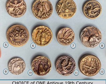 CHOICE of ONE Antique 19th Century Metal Picture Button NBS Small