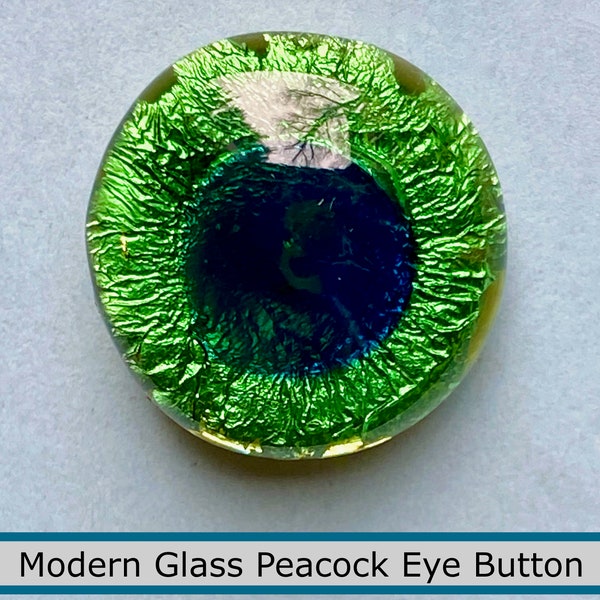 Very Pretty Modern Glass Peacock Eye Glass Button NBS Small