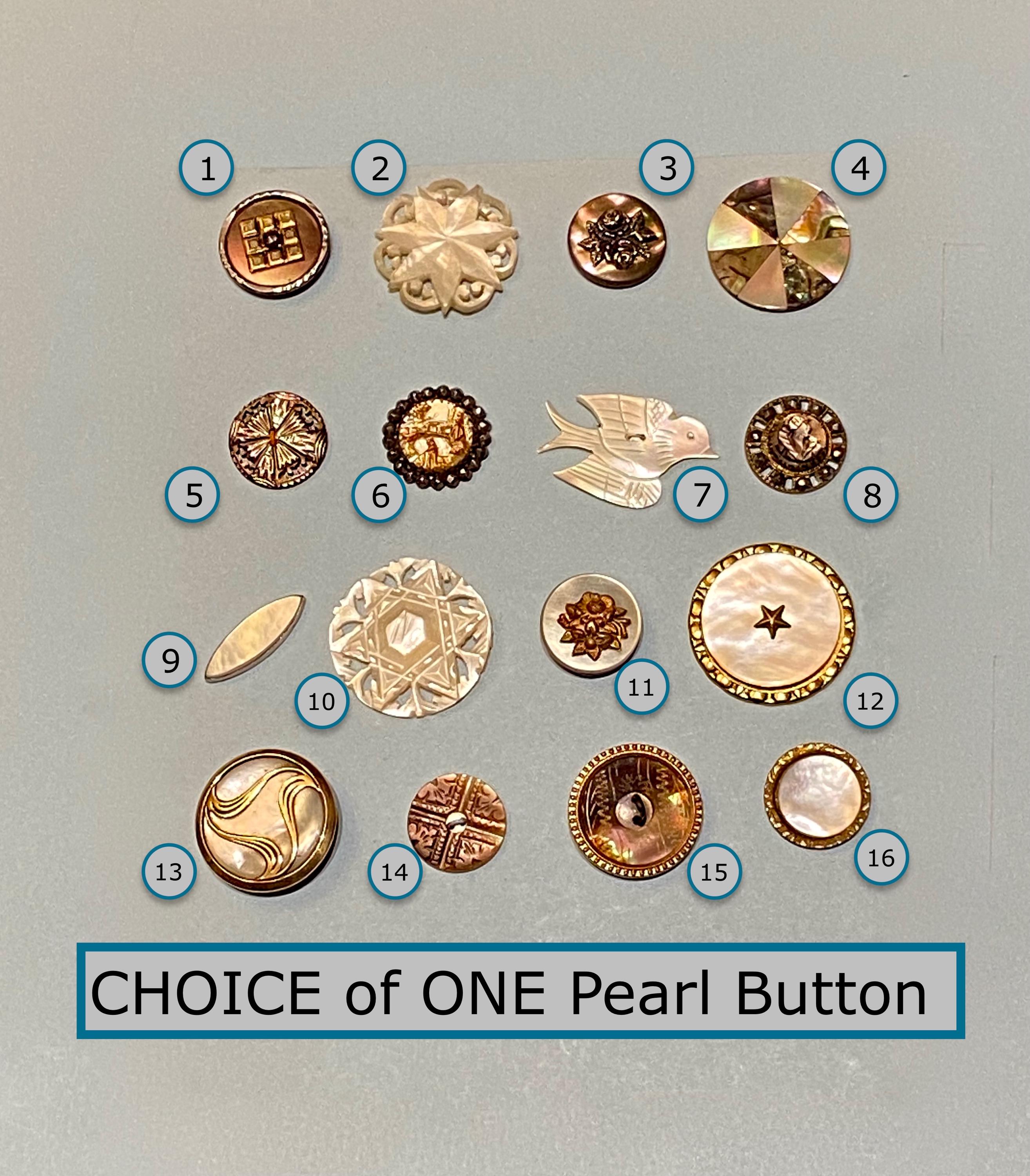 CHOICE of ONE Antique or Vintage Pearl Button NBS Small Medium or Large