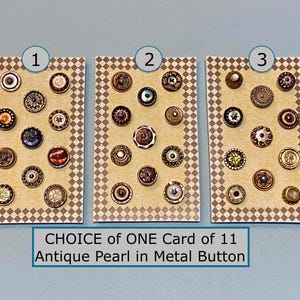 Wahl einer Karte mit 11 antiken Perle in Metallknöpfen NBS Klein