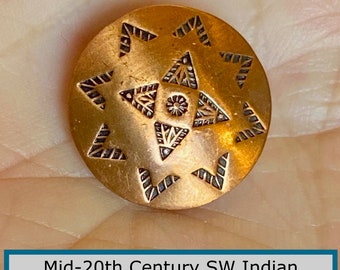 ONE Mid-20th Century SW Indian Design Copper Button NBS Small 1950s Vintage