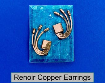 Pendientes de clip de cobre estilo Renoir de mediados del siglo XX