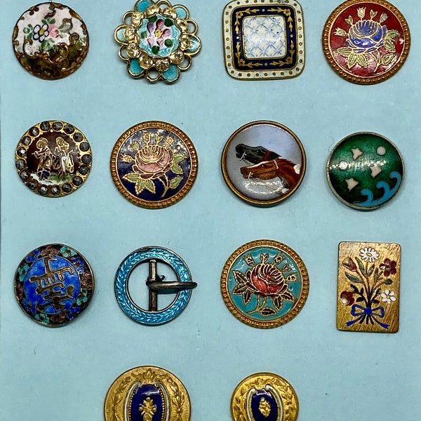 CHOICE of ONE Enamel Button Mostly Antique NBS Small & Medium