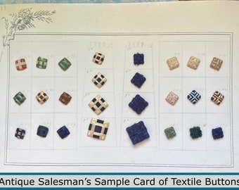 Lovely Antique Salesman's Sample Card of Textile Buttons