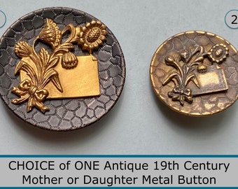 CHOICE of ONE Antique 19th Century Metal Picture Button Same Button 2 Sizes NBS Large & Medium