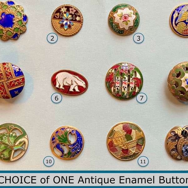 CHOICE of ONE Enamel Button Antique or Vintage