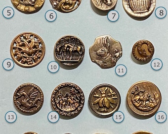 CHOICE of ONE Metal Animal Button NBS Small Various Ages Elephant Swan Bee Fox Snake Camel Dragon Horse Cat Rabbit Steer Lion Bird
