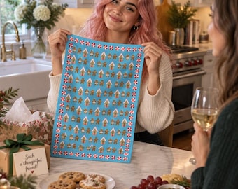 Gingerbread  Peppermint Village  Microfiber Tea Towel