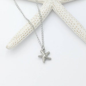 Starfish Necklace Minimalist Starfish Chain Beach Ocean Boho Silver Mermaid Stacking Layering