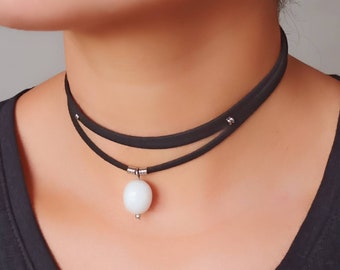Moonstone Choker Necklace June Birthstone Gemstone Healing Crystal Boho Stacking Layering