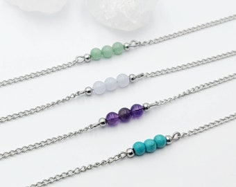 Healing Crystals Bracelet Minimalist Birthstones Dainty Stacking Layering