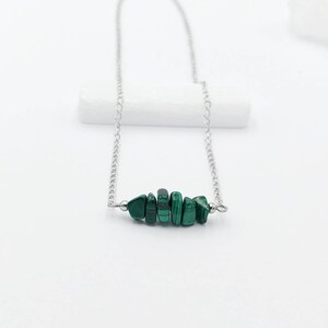 Natural Malachite Necklace Crystal Stone Gemstone Genuine Stainless Steel Stacking Layering