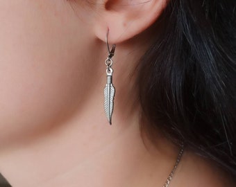 Orecchini pendenti in argento con piume Boho in acciaio inossidabile