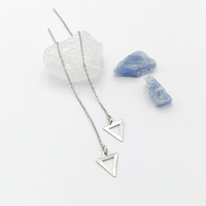 Thread Earrings Triangle Threaders Threader Boho Dangle Long Chain Pull-through