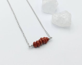 Jasper Necklace Red Stone Choker Healing Crystal Boho Dainty Stacking Layering