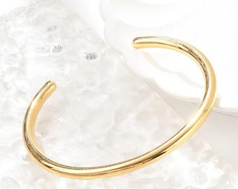 Boho-manchetarmband 18k verguld roestvrij staal stapelen minimalistische open manchetarmband