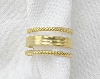 Boho Gold Ring Stainless Steel 18K gold plated Layers
