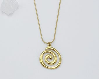 Spiral Vortex Swirl Necklace Golden Necklace 18k Gold Plated